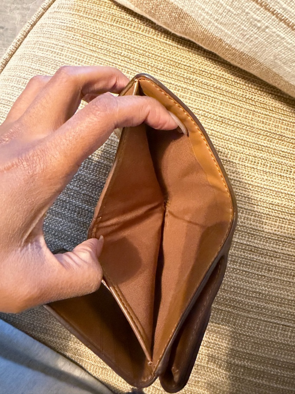 Coach Brown Leather and Canvas Compact Wallet - Picture 5 of 8
